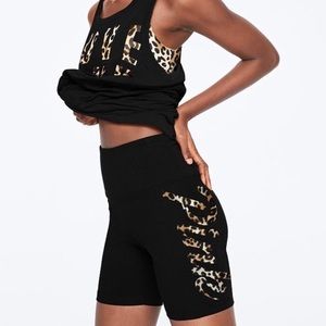 HTF Pink Leopard Logo Biker Shorts